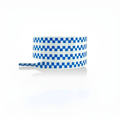 3D Checkerboard Flat Shoelace-Colour Blue and white-Size-140cm-Chefs Bazaar 