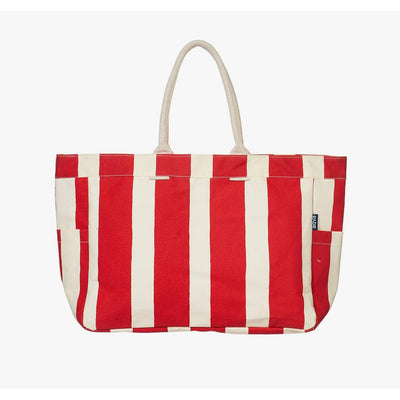 AQVA Canvas Tote Bag for Women Red and White-Size 48.3 x 12.1 x 33cm-Material Cotton Canvas-Chefs Bazaar