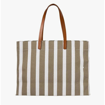 AQVA Jacquard Woven Stripe Cotton Tote Bag-Size 40.6 x 27.9 x 15.2cm-Chefs Bazaar