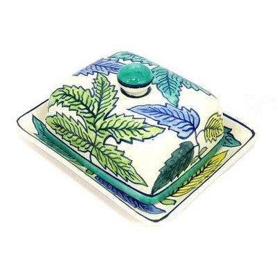 Butter Dish Leaf Design-Material Ceramic-Size 17cm x 14cm-Chefs Bazaar