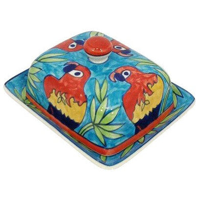Butter Dish Parrot Design-Material Ceramic-Size 17cm x 14cm-Chefs Bazaar