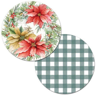 Round Placemat Glad Tidings-Single Piece-Size 13.5 inches Diameter-Reversible-Chefs Bazaar