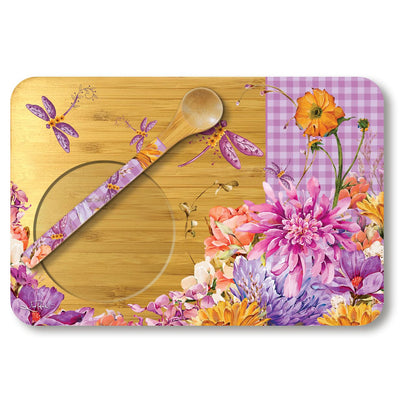 Tea Time Tray Dragonfly Fields--Size 21cm x 14cm-Material Bamboo-Spoon included-Chefs Bazaar