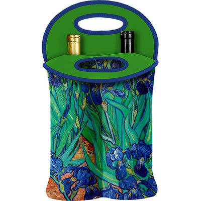 van Gogh "Irises" Double Wine Bottle Tote-Material Neoprene-Size 35cm x 22.5cm-Capacity Two 750ml bottles-Chefs Bazaar