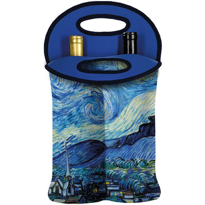 van Gogh "Starry Night" Double Wine Bottle Tote-Material Neoprene-Size 35cm x 22.5cm-Capacity Two 750ml bottles-Chefs Bazaar
