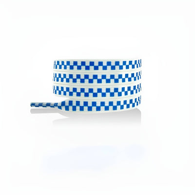 3D Checkerboard Flat Shoelace-Colour Blue and white-Size 140cm-Chefs Bazaar 