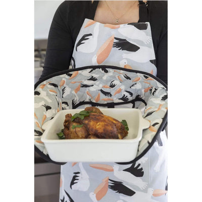 Apron Pelicans-100% Cotton-Large front pockets-Size 60cm x 90cm-Chefs Bazaar