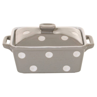 Beige butter dish with dots-Size 16.5cm x 10cm x 8cm-Material Stoneware ceramic-Chefs Bazaar