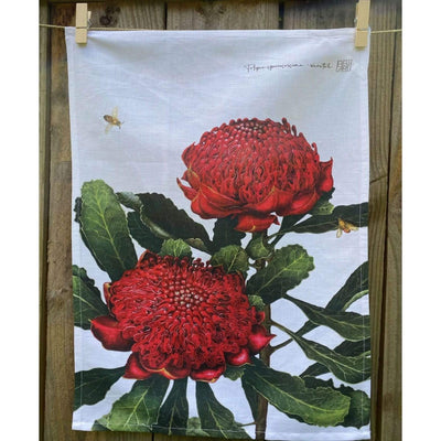 Bella Flora Tea Towels - Waratah (Gift Boxed)-Bell Art-Chefs Bazaar