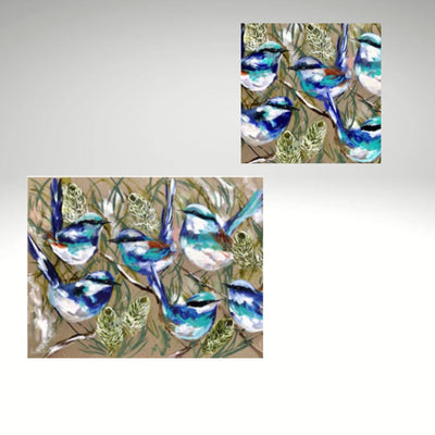 Blue Wrens Hardback Placemats and Coasters-Save 10% when you buy as a set-4 place setting-Chefs Bazaar