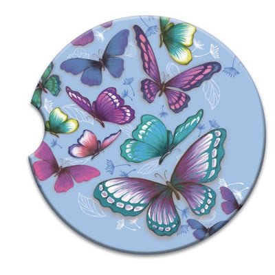 Car Coaster Beautiful Butterflies-Material Ceramic-Size 6.5cm-Chefs Bazaar