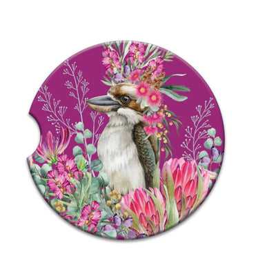 Car Coaster Blush Kookaburra-Material Ceramic-Size 6.5cm-Chefs Bazaar