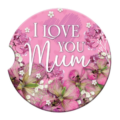Car Coaster I Love You Mum-Size 6.5cm-Material Ceramic-Chefs Bazaar