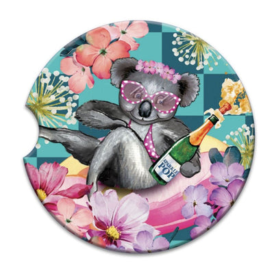 Car Coaster Koala Champagne-Material Ceramic-Size 6.5cm-Chefs Bazaar