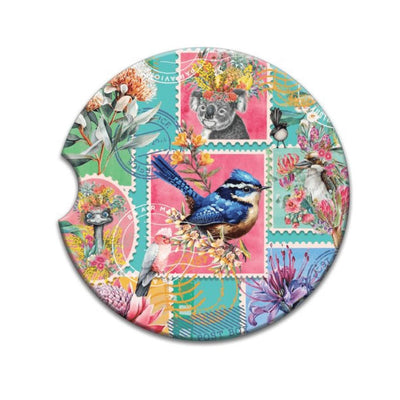 Car Coaster - Pretty Postage (Teal) - Chefs Bazaar
