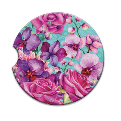 Car Coaster Rose Bouquet-Material Ceramic-Size 6.5cm-Chefs Bazaar