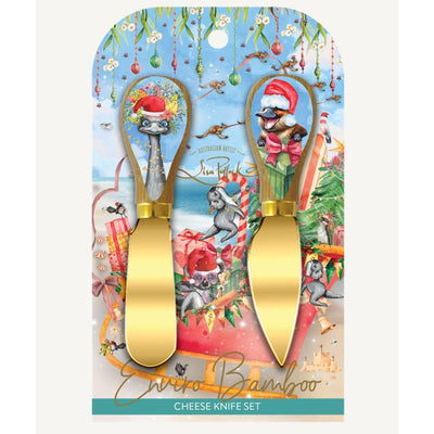 Cheese Knives with Bamboo Handles - Festive Frivolities - Chefs Bazaar
