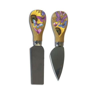 Cheese Knives with Bamboo Handles Sunny Butterflies--2 Cheese Knives-Chefs Bazaar