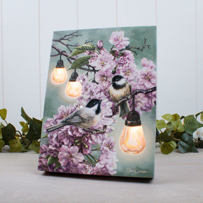 Cherry Blossom Birds Lighted Tabletop Canvas - Chefs Bazaar