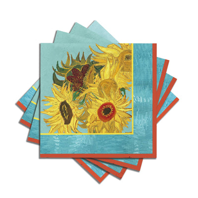 Cocktail Beverage Napkins-van Gogh "Sunflowers"-20 Triple Ply Napkins-Chefs Bazaar