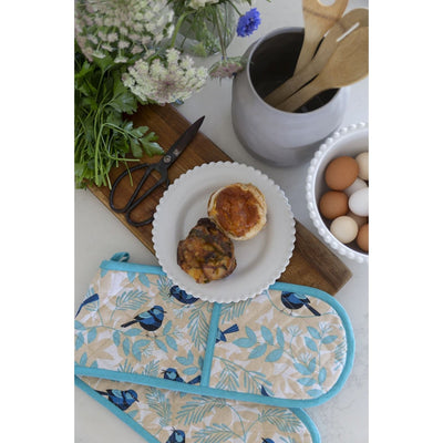 Double Oven Glove - Blue Wren-100% Cotton-Chefs Bazaar