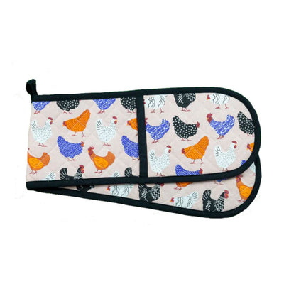 Double Oven Glove Bright Hens-100% cotton-Designed in Austraia-Chefs Bazaar