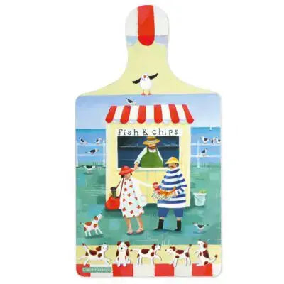 Fish and Chips Large Chopping Board-Material Melamine with Eucalyptus base-Size 20cm x37.1cm x0.5cm-Food safe-Chefs Bazaar