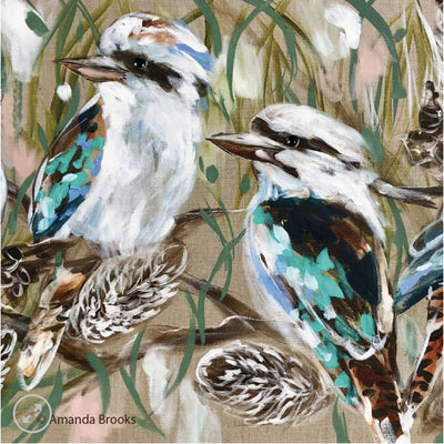 Kookaburra and Banksia Hardback Coaster-Crafted from lacquered cork board-Size 10.5cm x 10.5cm-Chefs Bazaar