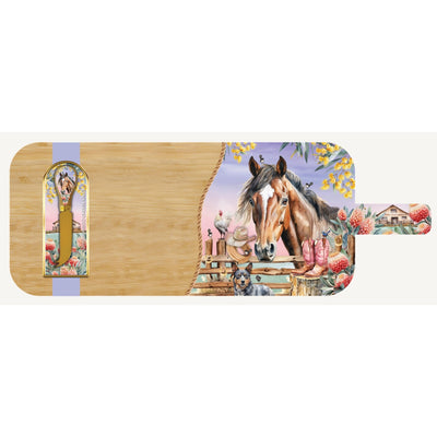 Large Resin Bamboo Cheese Board and Knife Set - Country Dusk - Chefs Bazaar