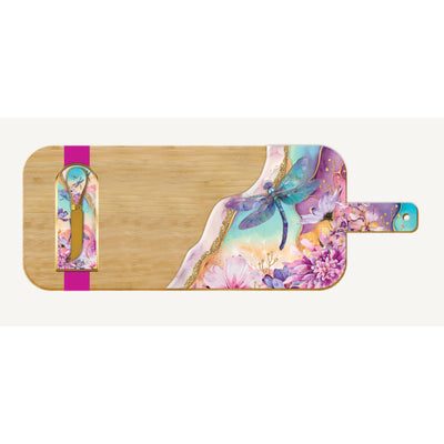 Large Resin Bamboo Cheese Board and Knife Set Dragonflies-Material Bamboo and Resin-Size 55cm x 20cm-Chefs Bazaar