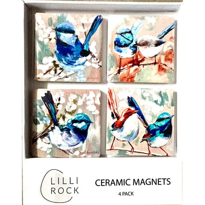Magnet Gift Pack – Blue Wrens Design (Set of 4) - Chefs Bazaar