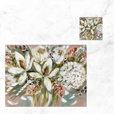 Magnolia and Banksia Hardback Placemat and Coaster Set-Save 10% when you buy as a set-4 place setting-Chefs Bazaar