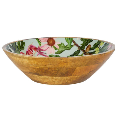 Mango Wood Serving/Salad Bowl Daisy Green-Size 34cm-Chefs Bazaar