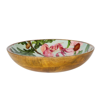 Mango Wood Serving/Salad Bowl Daisy Green-Size 30cm-Chefs Bazaar