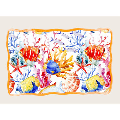 Melamine Rectangular Platter At Sea-100% BPA free melamine-Size 36cm x 23cm x 2cm-Chefs Bazaar