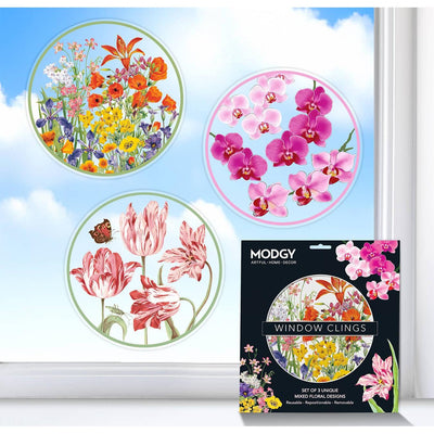 Modgy Window Cling Mixed Florals Set of 3 - Chefs Bazaar