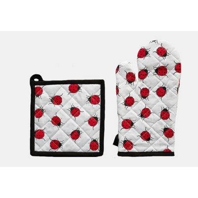 Oven Glove & Pot Holder Set - Ladybirds-100% Cotton-Chefs Bazaar