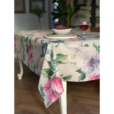 Rectangular Tablecloth Night Flower- Size 190x140cm-Material 85% cotton and 15% linen-Chefs Bazaar