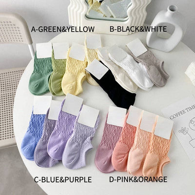 Rufia 4 Pairs Cream Summer Socks Pack A Green and Yellow-Material Cotton and Spandex-Chefs Bazaar