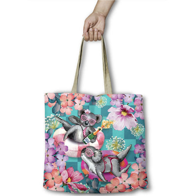 Shopping Bag Koala Pool Party-Size 45cm x 45cm-Material Poly Linen-Chefs Bazaar