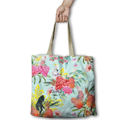 Shopping Bag Native Birds-Size: 45cm x 45cm-Material: Poly-linen-Chefs Bazaar