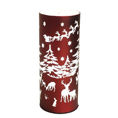 Snowie Santa Christmas Crimson LED Lamp-Laser etched satin effect finish-High quality moulded glass-Chefs Bazaar