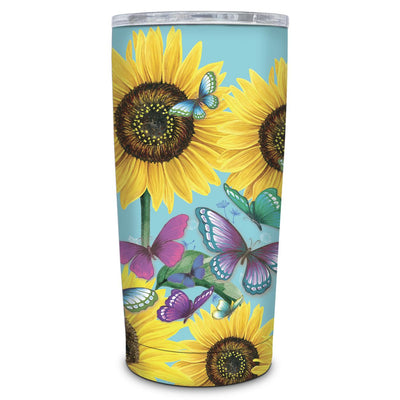 Stainless steel Mug 600ml Roadie Sunny Butterflies-Capacity 600ml-chilled for up to 12 hours and hot for up to 6 hours-Chefs Bazaar