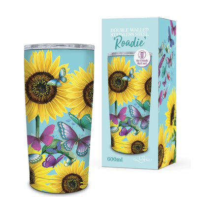 Stainless steel Mug 600ml Roadie - Sunny Butterflies - Chefs Bazaar