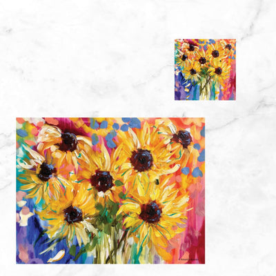 Sunflower Hardback Placemat and Coaster Set-Save 10% when you buy as a set-4 place setting-Chefs Bazaar