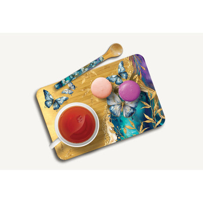Tea Time Tray Butterflies-Material Bamboo-Size 21cm x 14cm-Chefs Bazaar