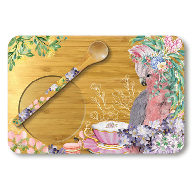 Tea Time Tray Native Bush Tea-Size 21cm x 14cm-Material Bamboo-Spoon included-Chefs Bazaar