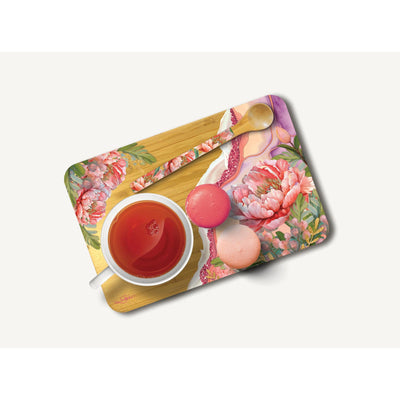 Tea Time Tray Peony-Material Bamboo-Size 21cm x 14cm-Chefs Bazaar