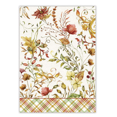 Fall Leaves and Flowers Michel Design Works Tea Towel-Size 50.8 x 71.1 cm-Material 100% Cotton-Chefs Bazaar