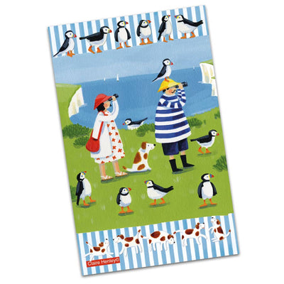 Tea Towel Puffin Watching-Material 100% Cotton-Size 48cm x 76cm-Chafs Bazaar